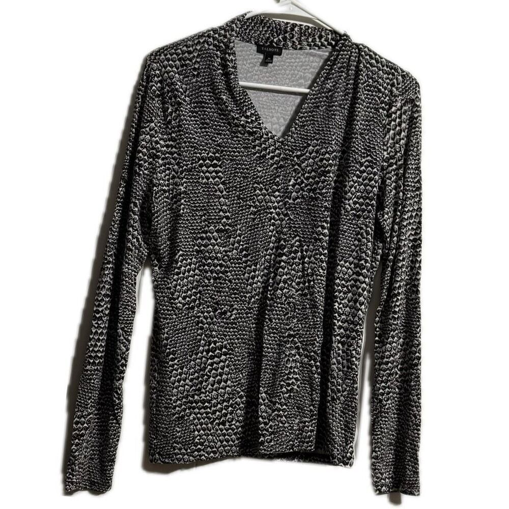 Talbots women’s size medium lizard black/white long sleeve tunic 